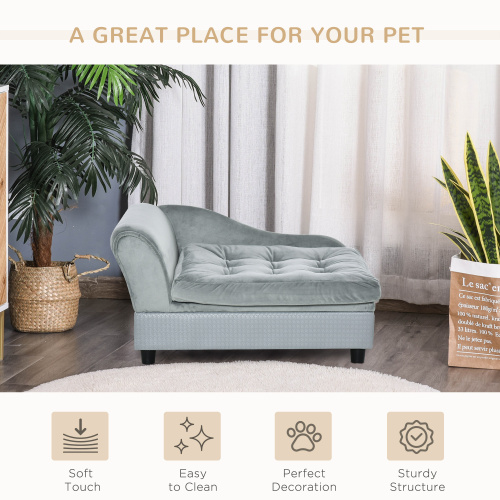 PawHut Luxury Small Dog Bed with Hidden Storage | Small Dog Sofa with 3-Inch Foam | Modern Pet Furniture