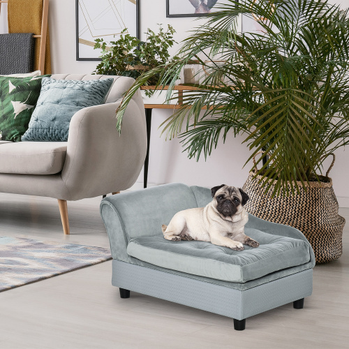 PawHut Luxury Small Dog Bed with Hidden Storage | Small Dog Sofa with 3-Inch Foam | Modern Pet Furniture